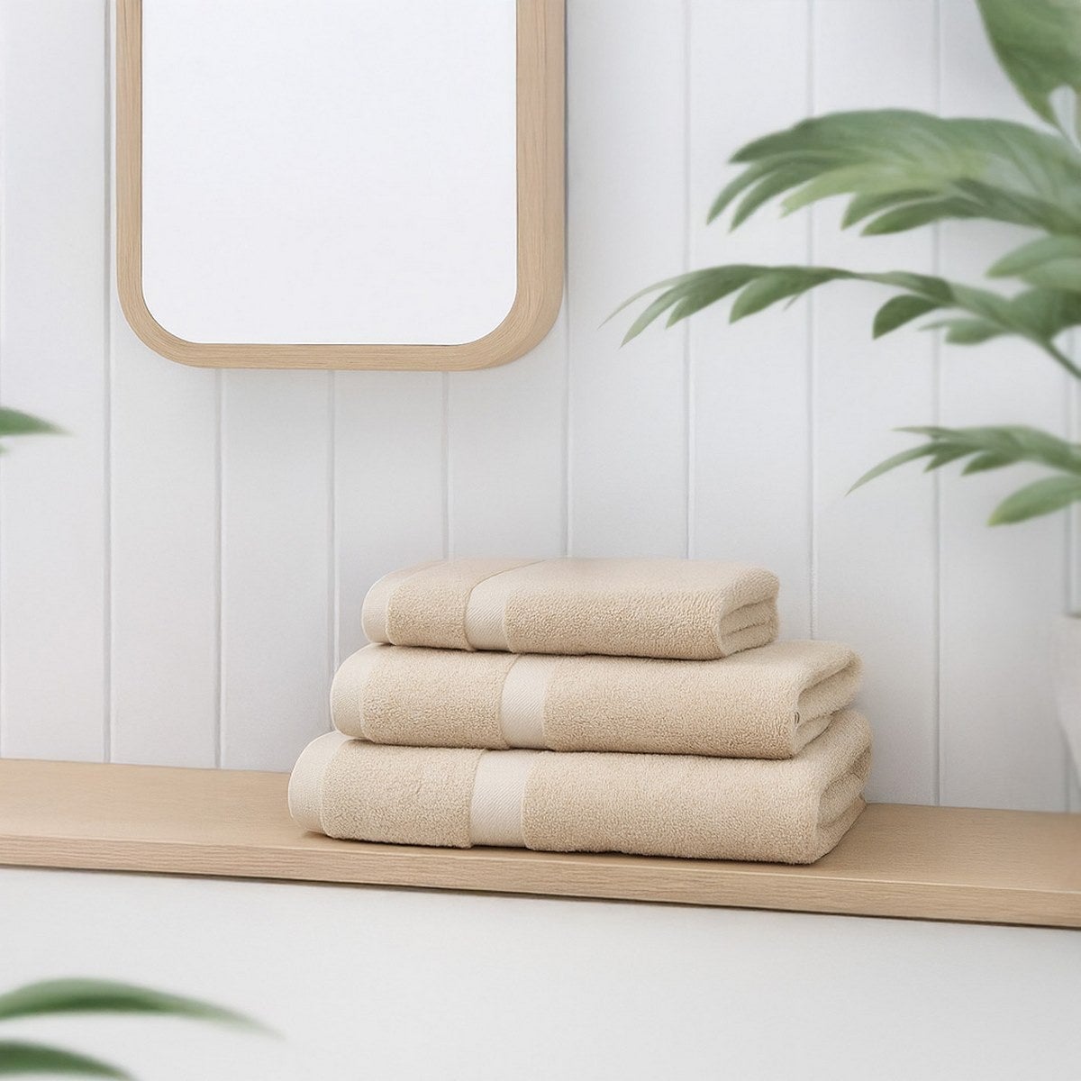 Juego de 8 toallas de baño color beige de 140x70 cm de 550gr/m²