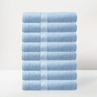 Juego de 8 toallas de baño color azul de 140x70 cm de 550gr/m²
