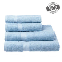 Juego de 8 toallas de baño color azul de 140x70 cm de 550gr/m²