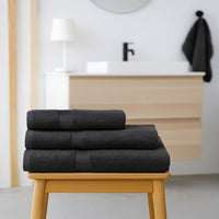 Juego de 8 toallas de baño color negro de 140x70 cm de 550gr/m²