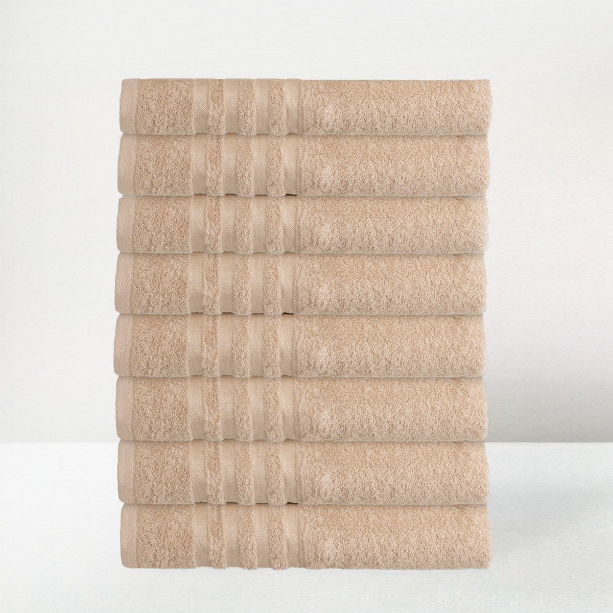 Juego de 8 toallas de baño color beige de 140x70 cm de 450gr/m²