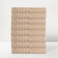 Juego de 8 toallas de baño color beige de 140x70 cm de 450gr/m²