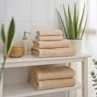 Juego de 8 toallas de baño color beige de 140x70 cm de 450gr/m²