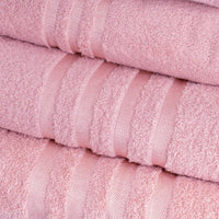 Juego de 12 toallas de lavabo color rosa de 100x50 cm de 450gr/m²