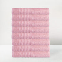 Juego de 8 toallas de baño color rosa de 140x70 cm de 450gr/m²