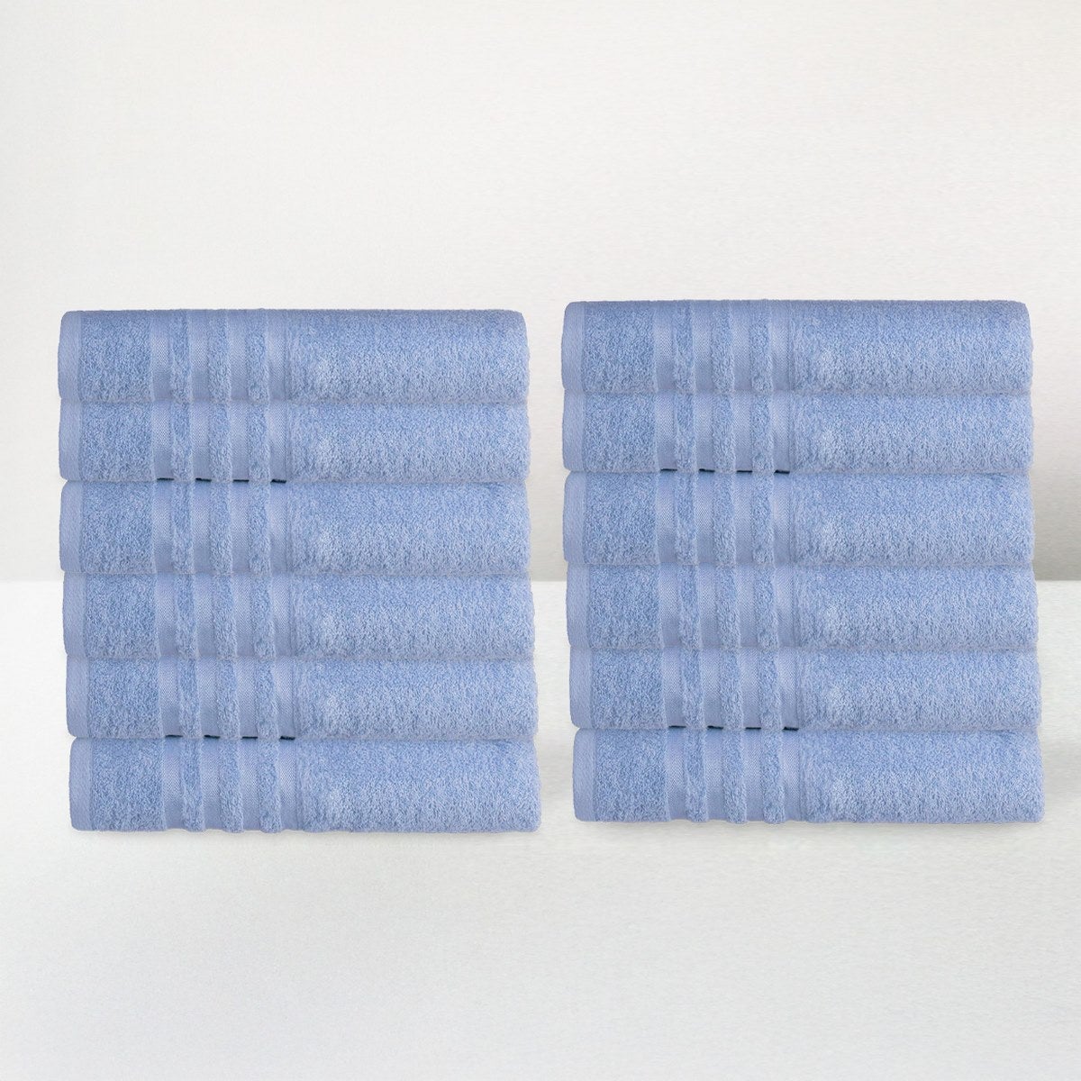 Juego de 12 toallas de lavabo color azul de 100x50 cm de 450gr/m²