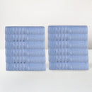 Juego de 12 toallas de lavabo color azul de 100x50 cm de 450gr/m²