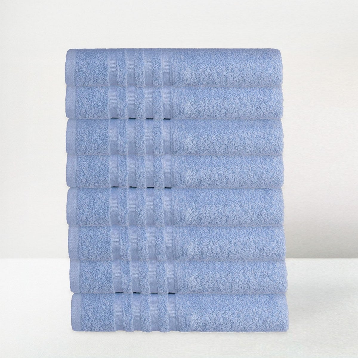 Juego de 8 toallas de baño color azul de 140x70 cm de 450gr/m²