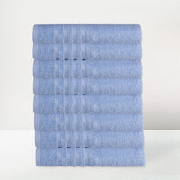Juego de 8 toallas de baño color azul de 140x70 cm de 450gr/m²