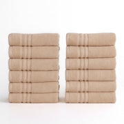 Juego 12 Toallas Mano 100x50cm Algodón Beige