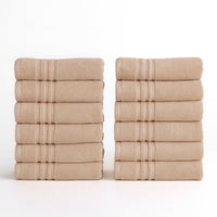Set 12 Toallas Mano 100x50cm 100% Algodón 450g Beige