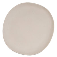 Juego de 12 platos llanos de melamina beige de 28 cm