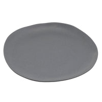 Juego de 12 platos llanos de melamina gris de 28 cm