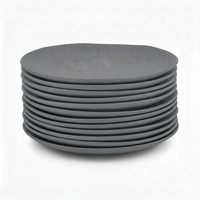 Juego de 12 platos llanos de melamina gris de 28 cm