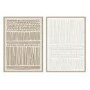 Set 2 cuadros abstractos decorativos beige con marco de 70x50 cm