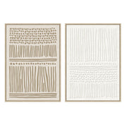 Set 2 cuadros abstractos decorativos beige con marco de 70x50 cm