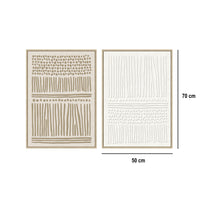 Set 2 cuadros abstractos decorativos beige con marco de 70x50 cm