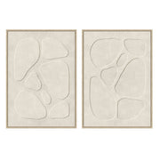 Conjunto de 2 quadros decorativos abstratos bege com moldura de 70x50 cm