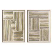 Conjunto de 2 quadros abstratos decorativos bege com moldura de 70x50 cm