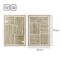 Set 2 cuadros abstractos decorativos beige con marco de 70x50 cm