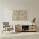 Set 2 cuadros abstractos decorativos beige con marco de 70x50 cm