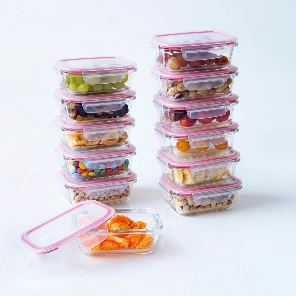 Set 12 tapers rectangulares de cristal borosilicato de 1500 ml