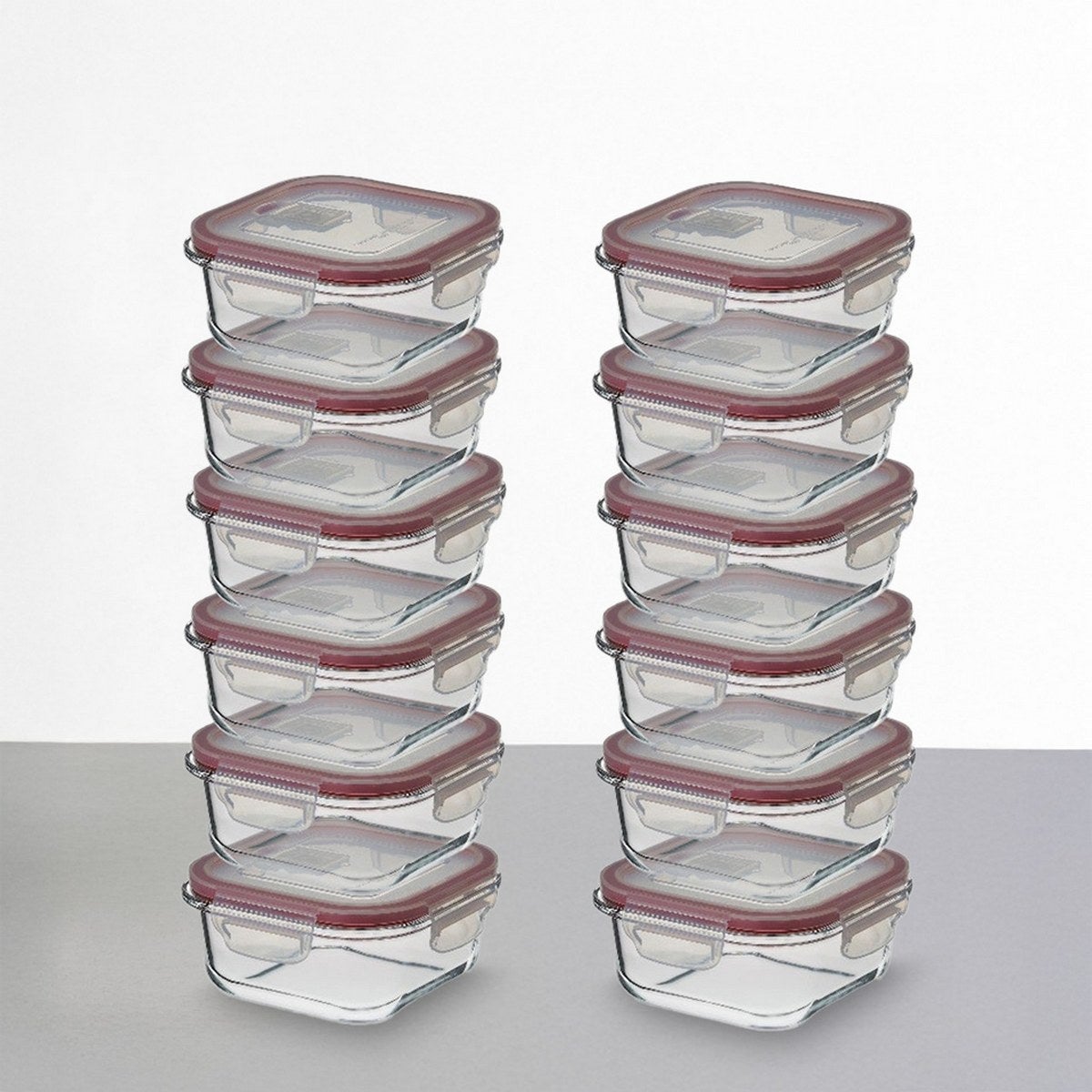 Set 12 tapers rectangulares de cristal borosilicato de 800 ml