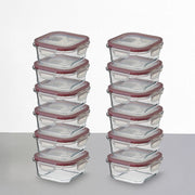 Set 12 tapers rectangulares de cristal borosilicato de 800 ml