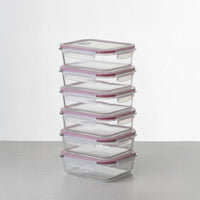 Set de 4 Táper de Vidrio con Válvula de 1040 ml (21x15x7 cm)