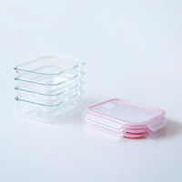 Set de 4 Táper de Vidrio con Válvula de 1040 ml (21x15x7 cm)