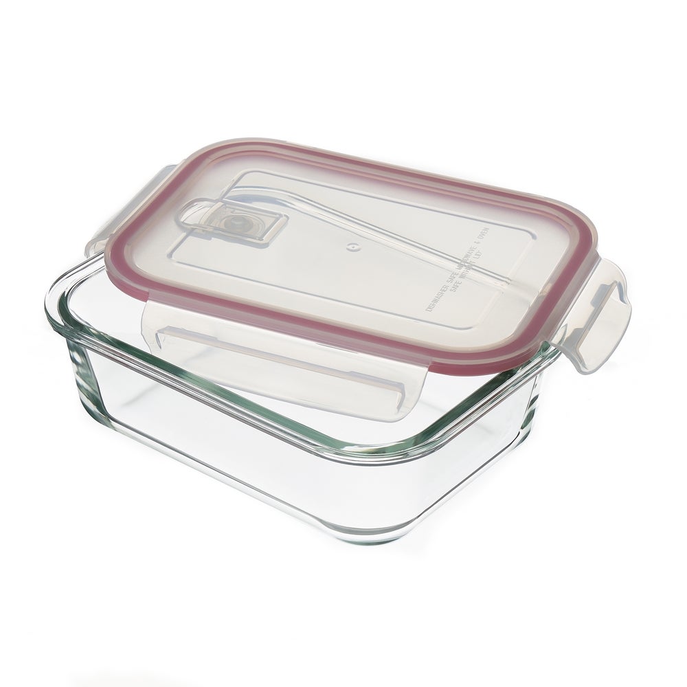 Set de 4 Táper de Vidrio con Válvula de 1040 ml (21x15x7 cm)