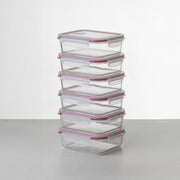 Set 4 tapers rectangulares de cristal transparente de 1500 ml. 22x16x6 cm