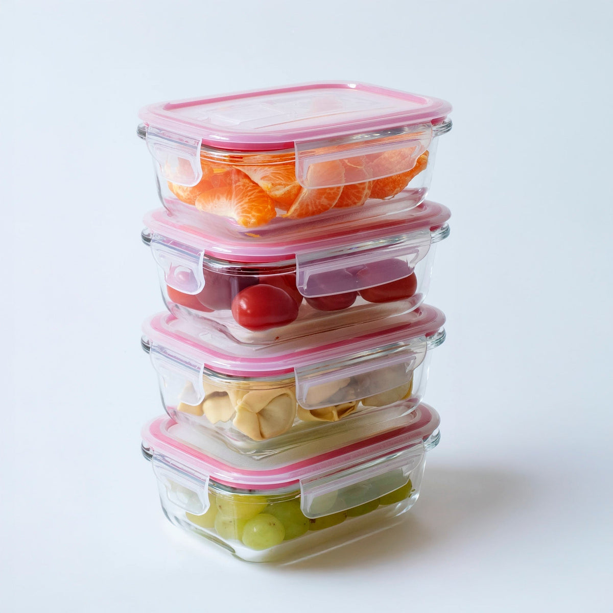 Set 4 tapers rectangulares de cristal transparente de 1500 ml. 22x16x6 cm