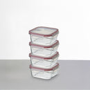 Set de 4 Táper de Vidrio con Válvula de 530 ml (14x14x6,5 cm)
