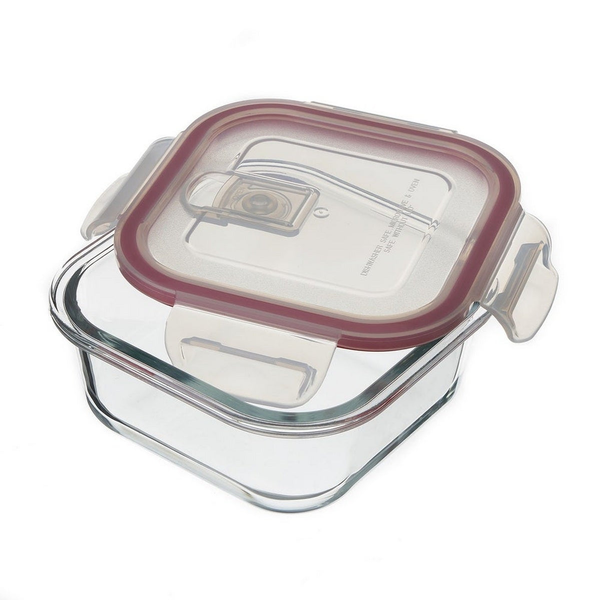Set de 4 Táper de Vidrio con Válvula de 530 ml (14x14x6,5 cm)