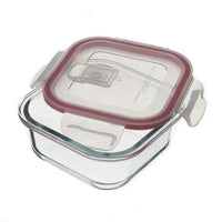 Set de 4 Táper de Vidrio con Válvula de 530 ml (14x14x6,5 cm)