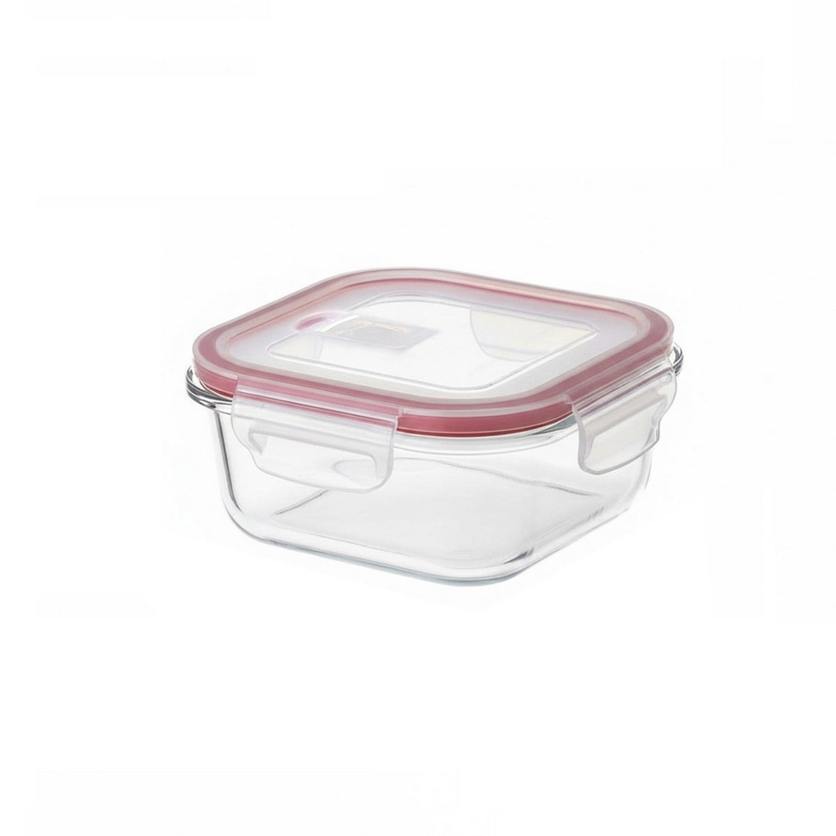 Set de 4 Táper de Vidrio con Válvula de 530 ml (14x14x6,5 cm)