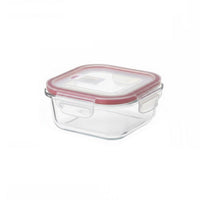 Set de 4 Táper de Vidrio con Válvula de 530 ml (14x14x6,5 cm)