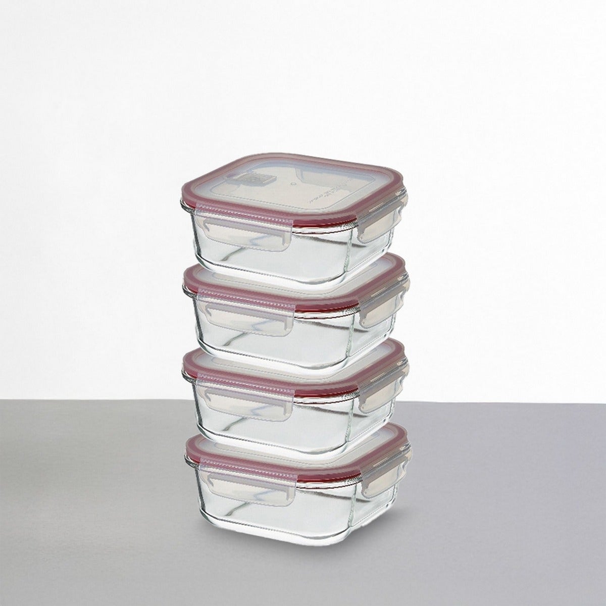 Set 4 tapers cuadrados de cristal transparente de 800 ml. 15x15x6 cm