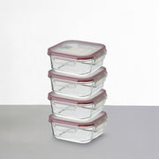 Set 4 tapers cuadrados de cristal transparente de 800 ml. 15x15x6 cm