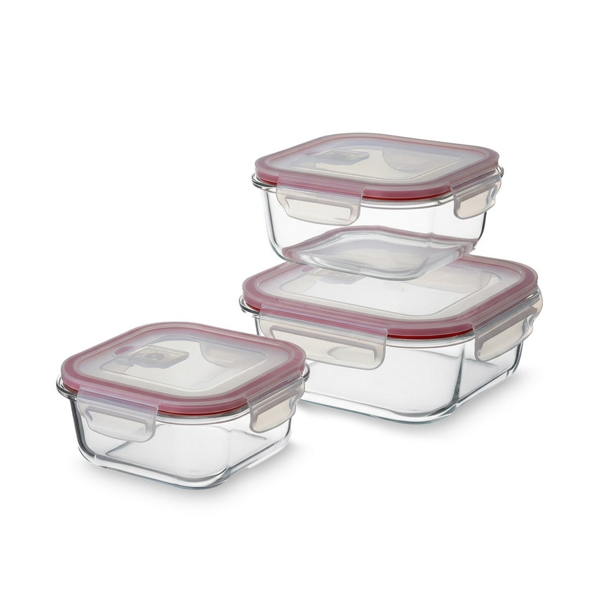 Set 4 tapers cuadrados de cristal transparente de 800 ml. 15x15x6 cm