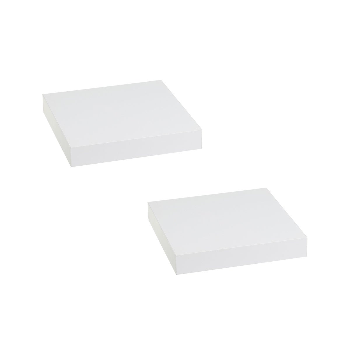 Set de 2 estantes flotantes cuadrados de tablero laminado blanco 23,5 cm