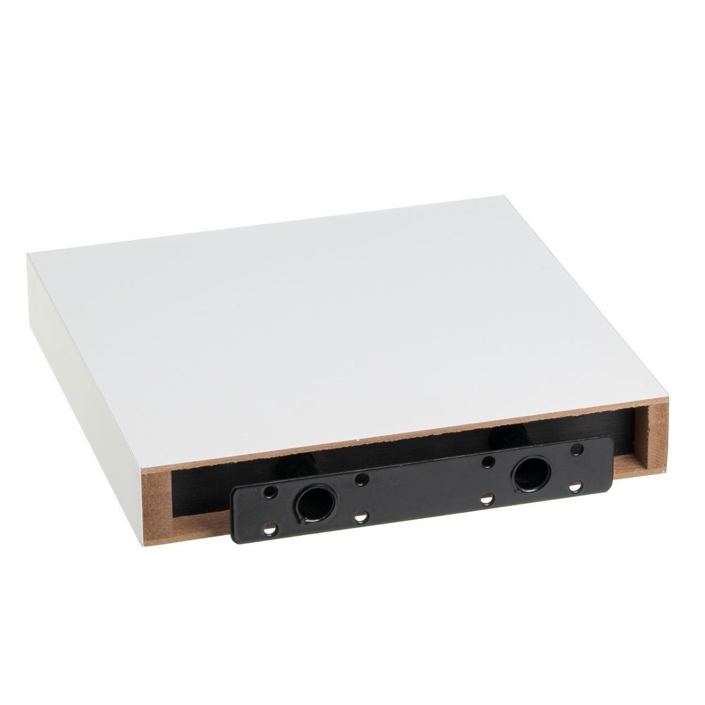 Set de 2 estantes flotantes cuadrados de tablero laminado blanco 23,5 cm