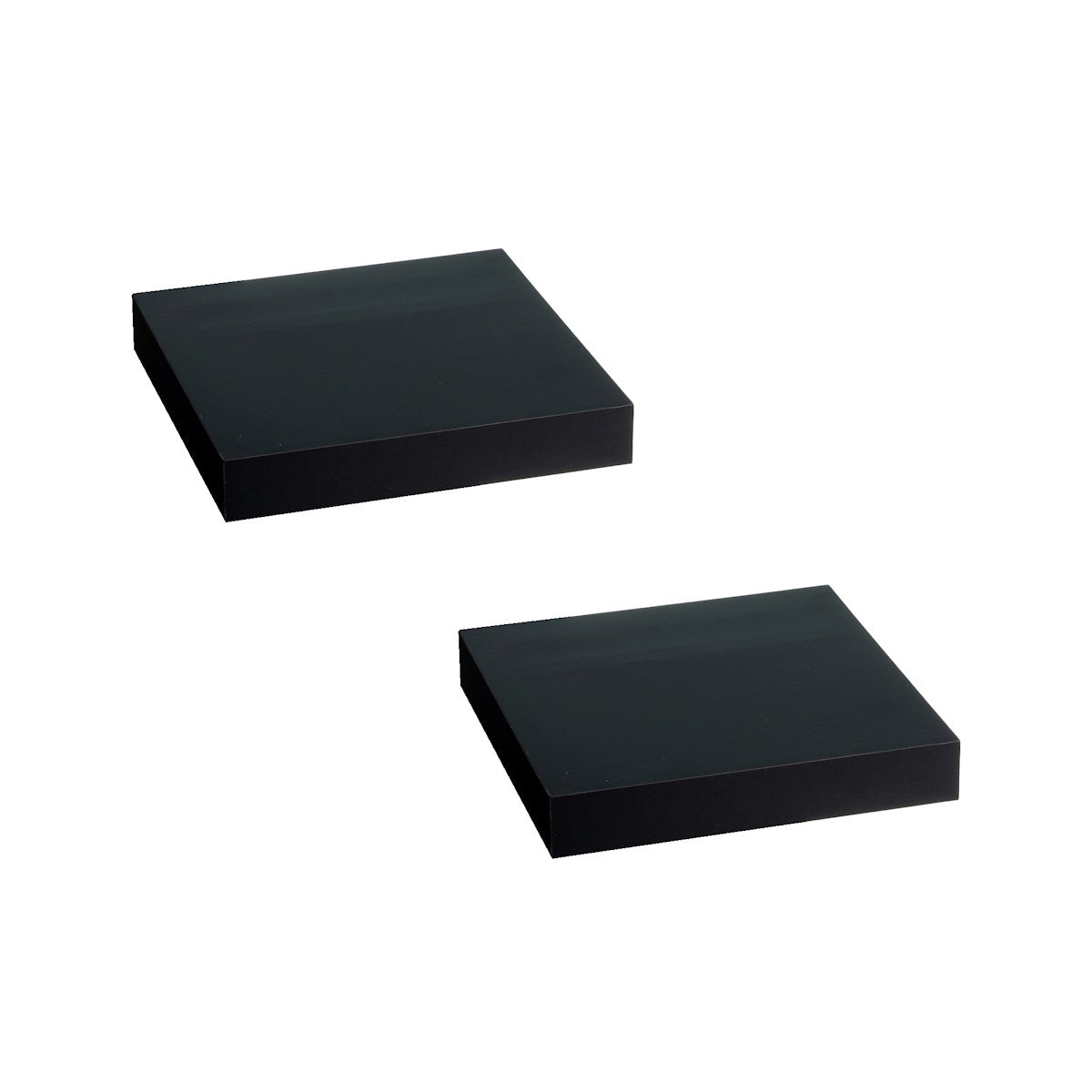 Set de 2 estantes flotantes cuadrados tablero laminado color negro 23,5cm