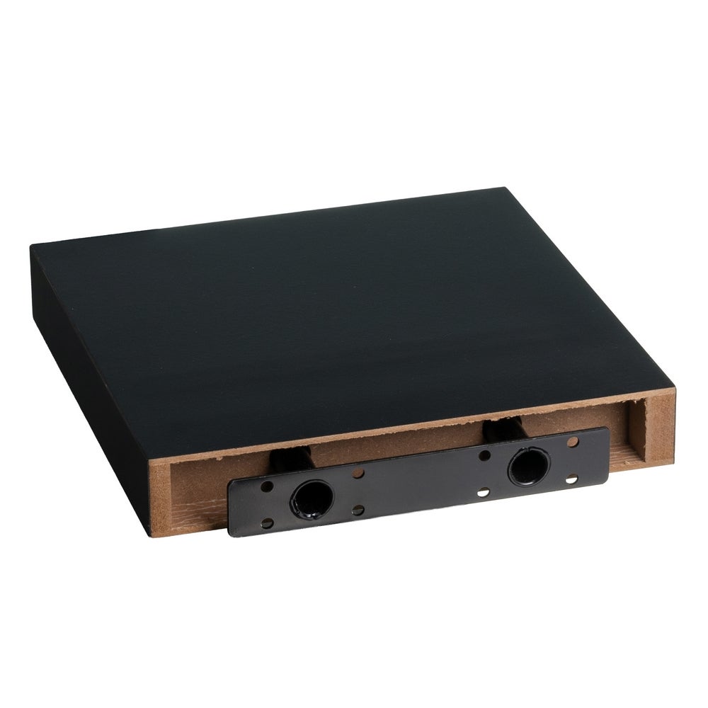 Set de 2 estantes flotantes cuadrados tablero laminado color negro 23,5cm