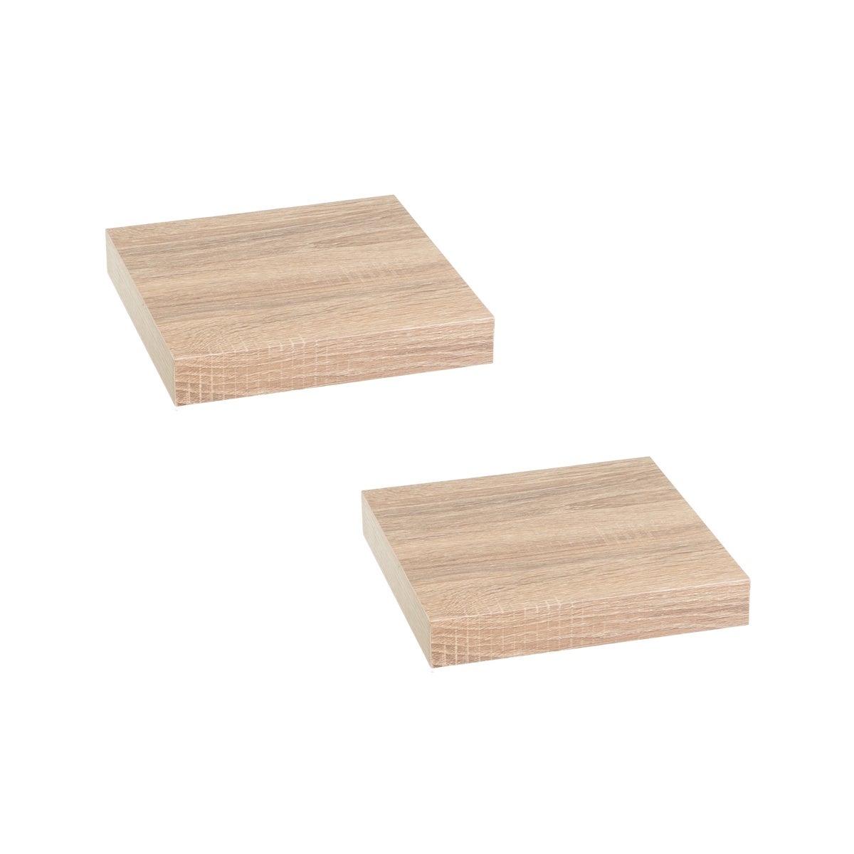 Set de 2 estantes flotantes cuadrados tablero laminado roble claro 23,5cm