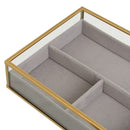 Set 2 Bandejas Joyero Metal y Cristal Negro/Dorado 25x14cm