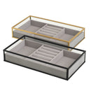 Set 2 Bandejas Joyero Metal y Cristal Negro/Dorado 23x12cm