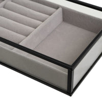 Set 2 Bandejas Joyero Metal y Cristal Negro/Dorado 23x12cm