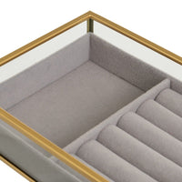 Set 2 Bandejas Joyero Metal y Cristal Negro/Dorado 23x12cm